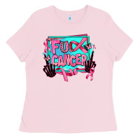 Bubblegum Pink fuck cancer Ladies Tee - AdoDesignShop