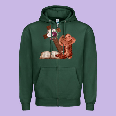 Boots With Bible And Cross Zipper Hoodie Designed By Bettercallsaul
