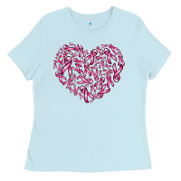 Baby Blue breast cancer ribbon heart Ladies Tee - AdoDesignShop