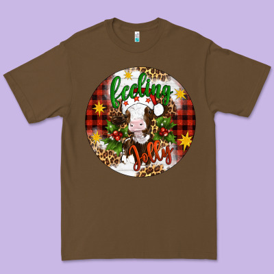 Christmas Feeling Jolly Cow Ornament Premium Tee Designed By Artiststas