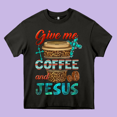 Give Me Coffee And Jesus Heavy Core Tee Designed By Bundleandbundleshop