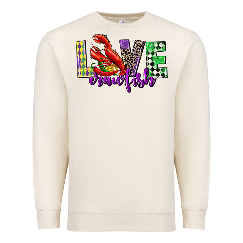 Love Crawfish Mardi Gras Premium Sweatshirt by CowGirlArtShop | Teevron