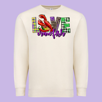 Love Crawfish Mardi Gras Premium Sweatshirt Designed By Cowgirlartshop