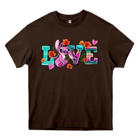 Chocolate Brown love stitch Heavy Core Tee - AdoDesignShop