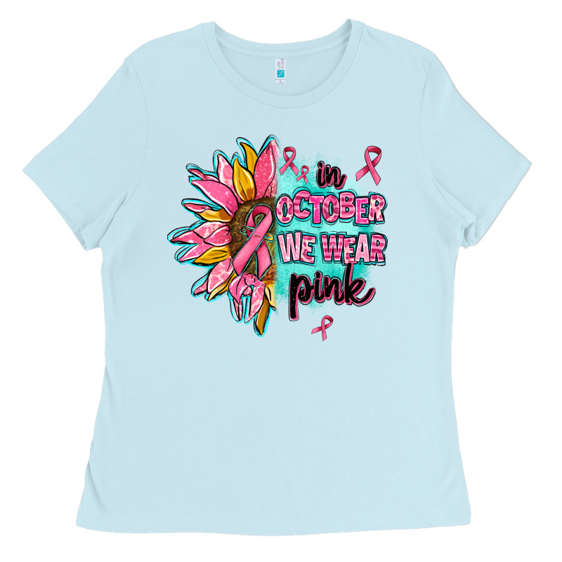 Sunflower In October We Wear Pink Ladies Tee by AdoDesignShop | Teevron