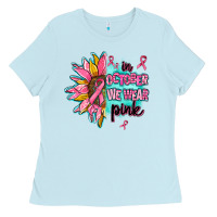 Baby Blue sunflower in october we wear pink Ladies Tee - AdoDesignShop