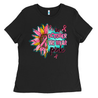 Black sunflower in october we wear pink Ladies Tee - AdoDesignShop