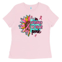 Bubblegum Pink sunflower in october we wear pink Ladies Tee - AdoDesignShop