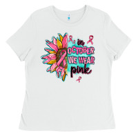 White sunflower in october we wear pink Ladies Tee - AdoDesignShop