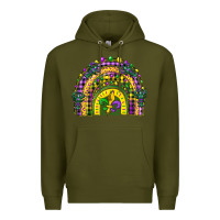 Army Green mardi gras rainbow and fleur de lis Premium Hoodie - CowGirlArtShop