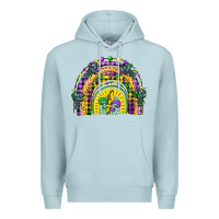 Blue Mist mardi gras rainbow and fleur de lis Premium Hoodie - CowGirlArtShop
