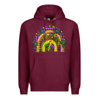 Burgundy mardi gras rainbow and fleur de lis Premium Hoodie - CowGirlArtShop