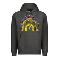 Charcoal Heather mardi gras rainbow and fleur de lis Premium Hoodie - CowGirlArtShop