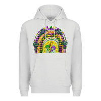 Dove Grey mardi gras rainbow and fleur de lis Premium Hoodie - CowGirlArtShop