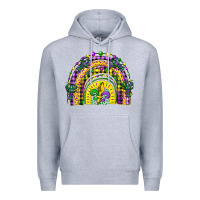 Heather Grey mardi gras rainbow and fleur de lis Premium Hoodie - CowGirlArtShop