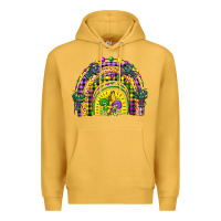 Mustard mardi gras rainbow and fleur de lis Premium Hoodie - CowGirlArtShop