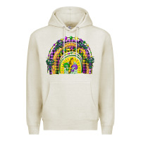 Oatmeal Heather mardi gras rainbow and fleur de lis Premium Hoodie - CowGirlArtShop