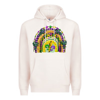 Pale Pink mardi gras rainbow and fleur de lis Premium Hoodie - CowGirlArtShop