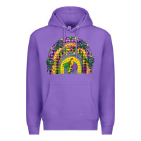 Purple mardi gras rainbow and fleur de lis Premium Hoodie - CowGirlArtShop