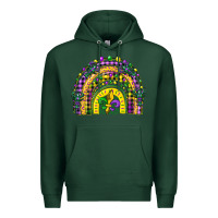 Sports Green mardi gras rainbow and fleur de lis Premium Hoodie - CowGirlArtShop