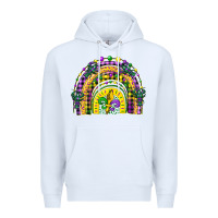 White mardi gras rainbow and fleur de lis Premium Hoodie - CowGirlArtShop