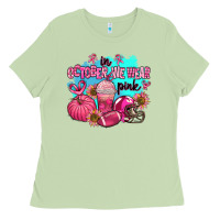 Matcha in october we wear pink american football Ladies Tee - AdoDesignShop