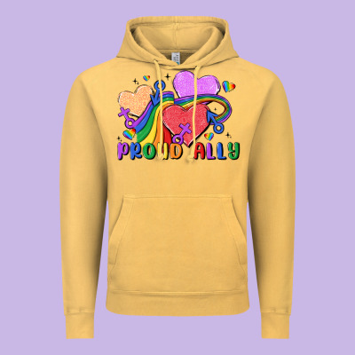 Proud Ally Vintage Hoodie Designed By Maliassmallbusiness