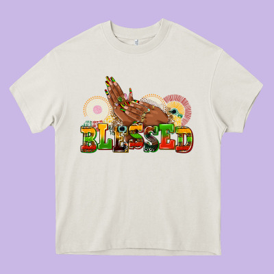 Blessed Afro Woman Hands Heavy Core Tee Designed By Adodesignshop