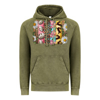 Vintage Olive Easter Brushstroke With Quail Eggs Daisy And Bunny Vintage Hoodie - RanaPortraitStore