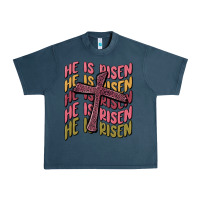 Midnight Navy he is risen Urban Heavy Tee - MaliasSmallBusiness