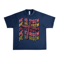 Navy he is risen Urban Heavy Tee - MaliasSmallBusiness