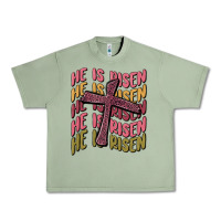 Oil Green he is risen Urban Heavy Tee - MaliasSmallBusiness