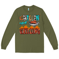 Army Green chillin and grilling Long Sleeve Tee - MaliasSmallBusiness