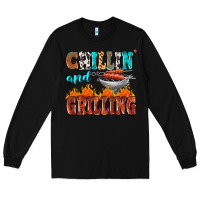 Black chillin and grilling Long Sleeve Tee - MaliasSmallBusiness