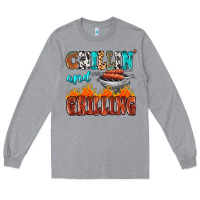 Heather Grey chillin and grilling Long Sleeve Tee - MaliasSmallBusiness