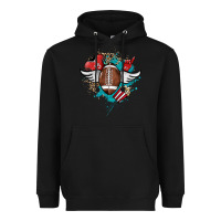 Black Football ball leopard glitter Heavyweight Hoodie - HowdyJamesFarm