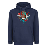 Navy Football ball leopard glitter Heavyweight Hoodie - HowdyJamesFarm