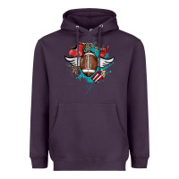 Plum Football ball leopard glitter Heavyweight Hoodie - HowdyJamesFarm