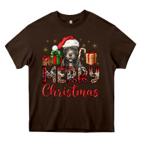 Chocolate Brown merry christmas pitbull Heavy Core Tee - JahusDesignShop
