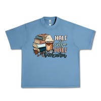 Pebble Blue half coffee half bookworm Urban Heavy Tee - MaliasSmallBusiness