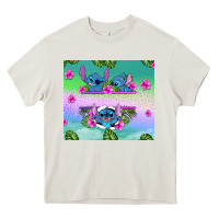 Cream custom name stitch Heavy Core Tee - AdoDesignShop
