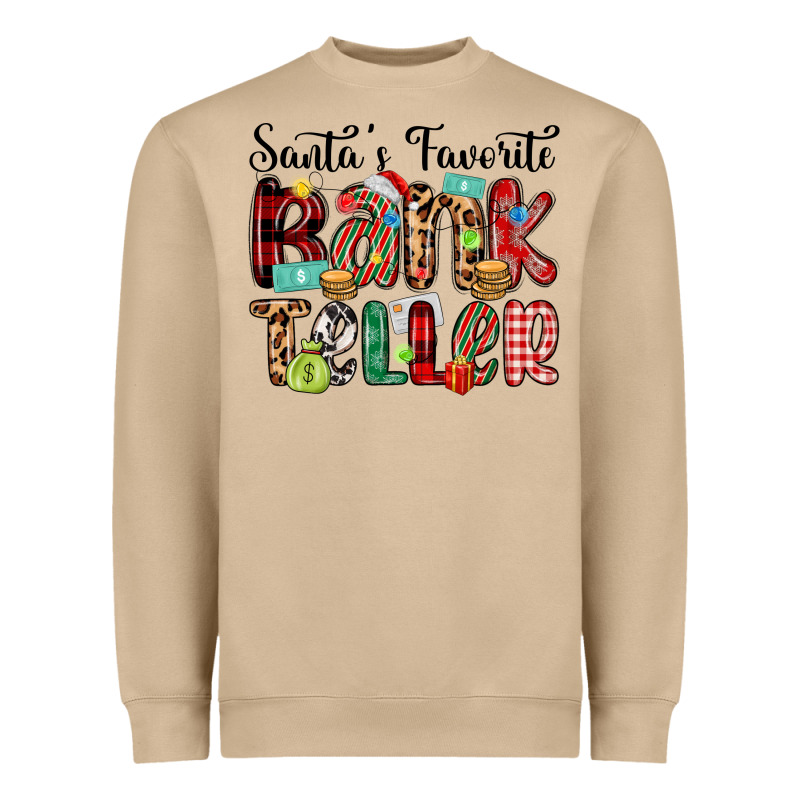 Santa S Favorite Bank Teller Heavyweight Sweatshirt by MaliasSmallBusiness | Teevron