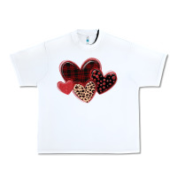 White leopard hearts Urban Heavy Tee - MaliasSmallBusiness
