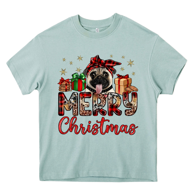 Merry Christmas Pug Heavy Core Tee by JahusDesignShop | Teevron