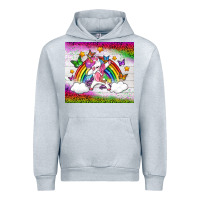 Heather Grey LGBTQ Dabbbing Unicorn And Rainbow Tumbler Urban Hoodie - BundleAndBundleShop