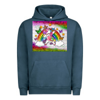 Pigment Midnight Navy LGBTQ Dabbbing Unicorn And Rainbow Tumbler Urban Hoodie - BundleAndBundleShop