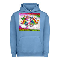 Pigment Pebble Blue LGBTQ Dabbbing Unicorn And Rainbow Tumbler Urban Hoodie - BundleAndBundleShop