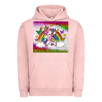 Pigment Salmon LGBTQ Dabbbing Unicorn And Rainbow Tumbler Urban Hoodie - BundleAndBundleShop