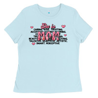 Baby Blue she is mom compliment words Ladies Tee - JahusDesignShop