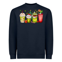 Navy Christmas characters coffee cups Heavyweight Sweatshirt - MaliasSmallBusiness